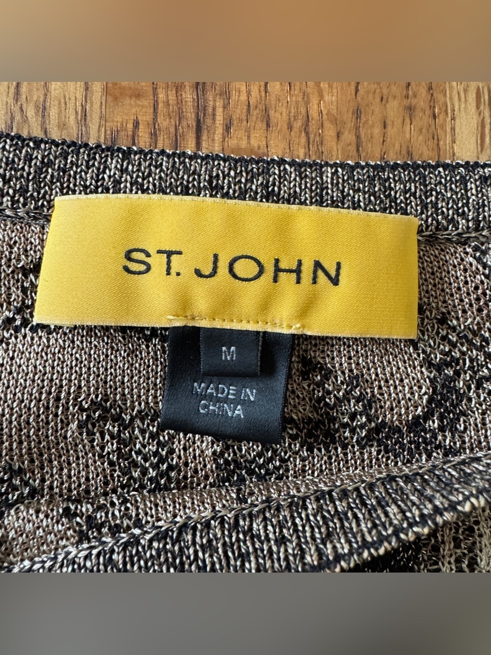St. John Metallic Leopard Print Wool Blend Knit Top - Size M - Picture 2 of 10